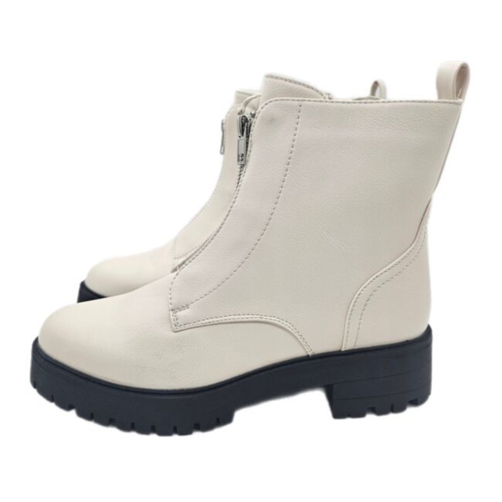New York & Company- Allie Combat Boot | Cream | Size: 8.5